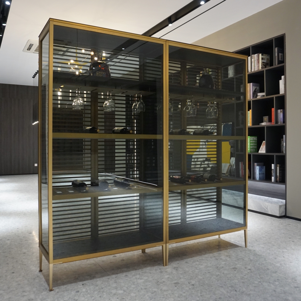 Aluminum profile glass wine cabinet